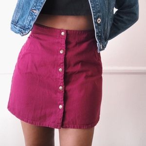 Harper Heritage Red Button Front A-Line Denim Skirt